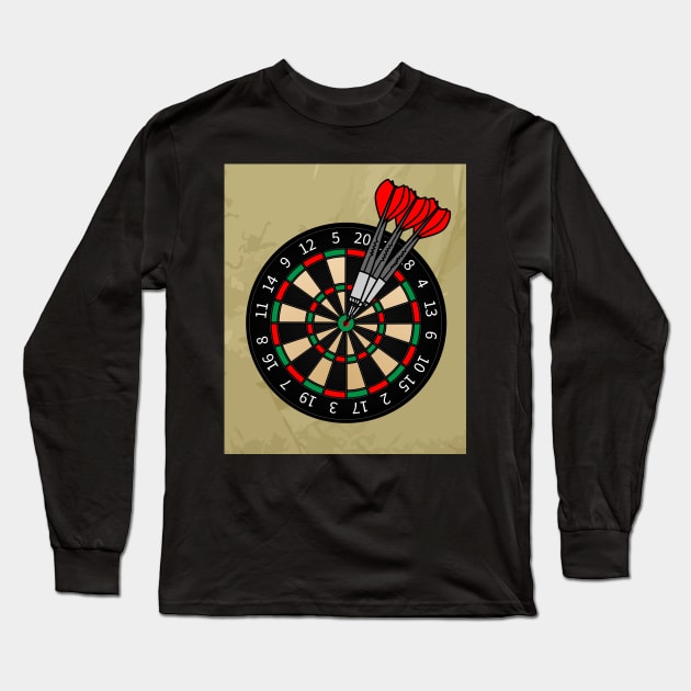 Dartboard Dart Player With Darts Arrows Long Sleeve T-Shirt by flofin